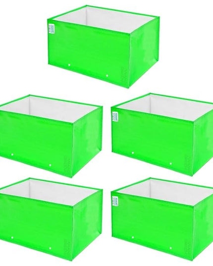 Anandi Green's Premium HDPE UV Protected 260 GSM Square Shaped Green Colour Plants Grow Bags Suitable for Terrace and Vegetable Gardening (Pack of 5, 24X12X9 INCH)