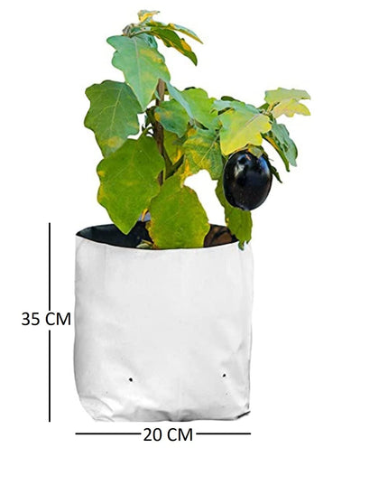 Anandi Green's White Color UV Protected Double Layer Poly Plastic Grow Bag for Home Garden Terrace Gardening Kitchen Gardening (Pack of 6 28x28x50 CM)
