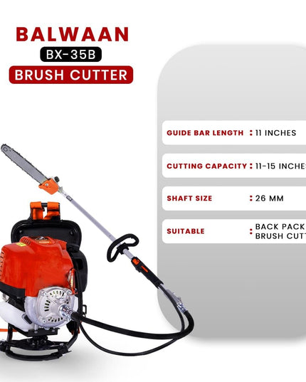 BALWAAN Krishi BX-35B Crop Cutter 35 cc 4 Stroke Backpack Brush Cutter Machine Petrol Operated with Heavy Duty 40 Teeth, 3T and Tap & go Blades and 500ml Engine Oil for Agriculture & Gardening