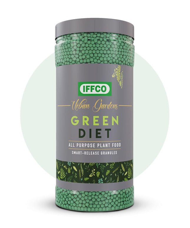 IFFCO Urban Gardens - Green Diet - 1 Kg - Organic Plant Food For Potted Indoor & Outdoor plants, Balanced Macro & Micro Nutrients, Slow-Release Granules