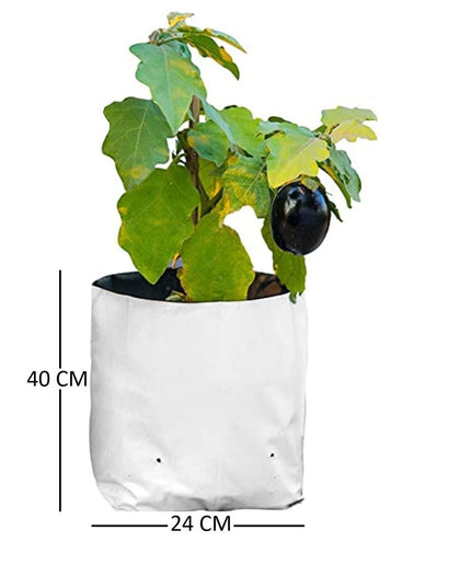 Anandi Green's White Color UV Protected Double Layer Poly Plastic Grow Bag for Home Garden Terrace Gardening Kitchen Gardening (Pack of 6 28x28x50 CM)