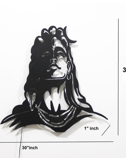 HANSART Big Mahadev Shivji Metal Wall Art with Led Light for Living Room, Hall, Office (30 x 30 Inches)