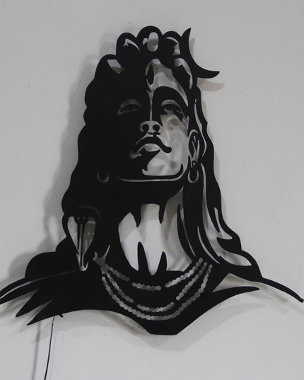 HANSART Big Mahadev Shivji Metal Wall Art with Led Light for Living Room, Hall, Office (30 x 30 Inches)
