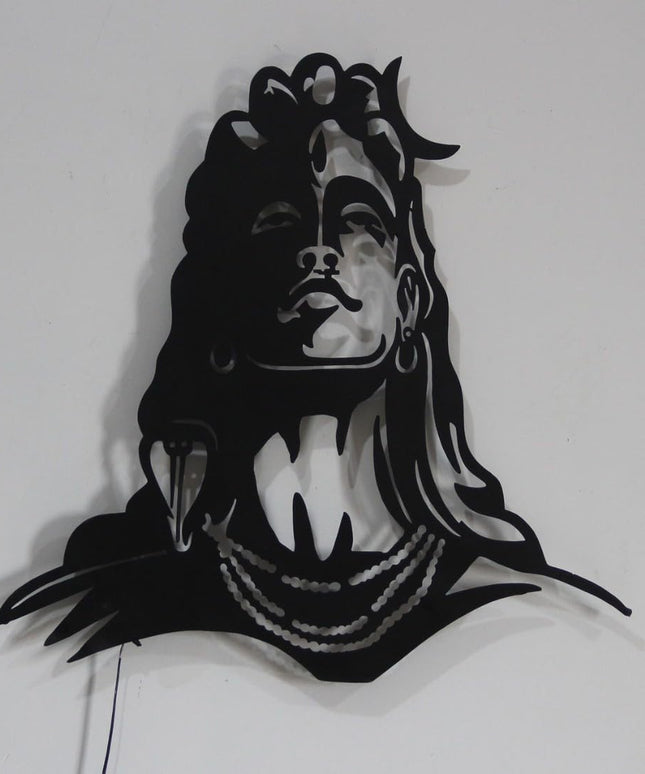 HANSART Big Mahadev Shivji Metal Wall Art with Led Light for Living Room, Hall, Office (30 x 30 Inches)