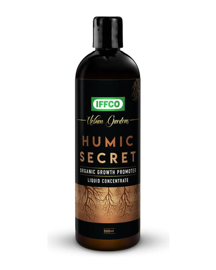 IFFCO Urban Gardens - Humic Secret - 200 ML - Humic Acid + Fulvic Acid + Bio-Potash - Organic Liquid Fertilizer for Plants, Soil Conditioner & Root Growth Promoter - 100% Water Soluble