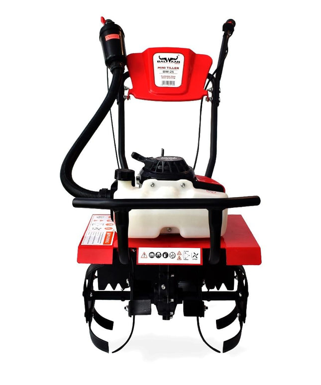 BALWAAN Krishi BW-25 Mini Tiller 63 cc 2 Stroke Petrol Engine Blades are Made of high Carbon Steel for Cultivating & Mixing and Helping to Prepare Soil for Planting & Weeding Free 500ml Engine Oil