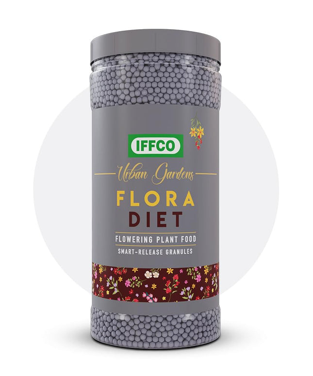 IFFCO Urban Gardens - Flora Diet - 1 Kg - Plant Food For Flower Boost in Plants - Balanced Macro Micro Nutrients & Growth Hormones for Rose, Jasmine etc - Slow Release Granules