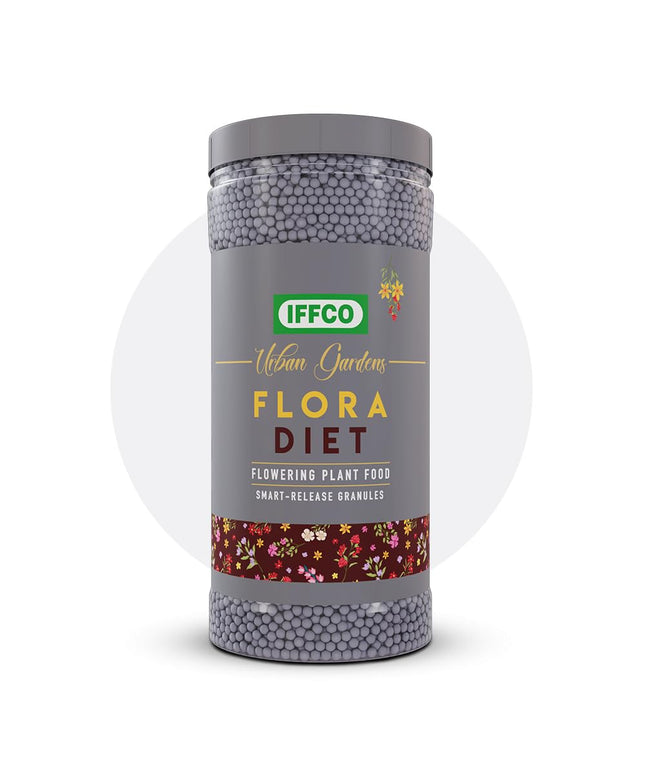 IFFCO Urban Gardens - Flora Diet - 1 Kg - Plant Food For Flower Boost in Plants - Balanced Macro Micro Nutrients & Growth Hormones for Rose, Jasmine etc - Slow Release Granules