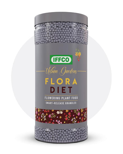 IFFCO Urban Gardens - Flora Diet - 1 Kg - Plant Food For Flower Boost in Plants - Balanced Macro Micro Nutrients & Growth Hormones for Rose, Jasmine etc - Slow Release Granules