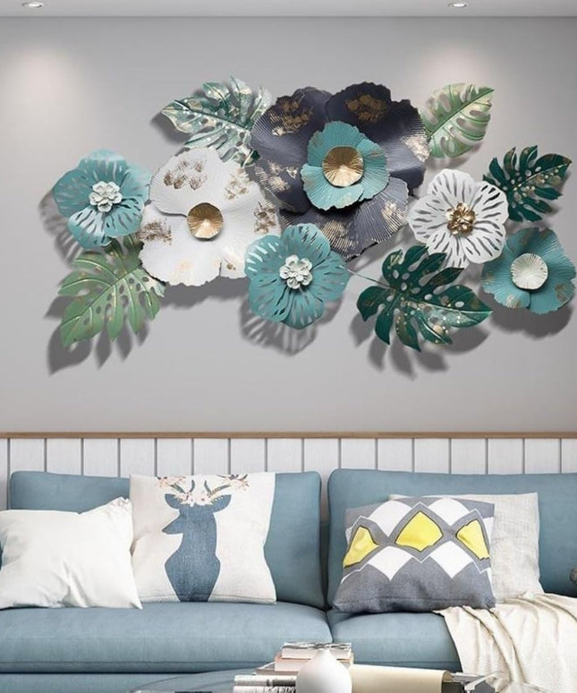 HANSART Floral Metal Wall Art Sculpture for Home Decor, Metal Wall Hanging for Living Room, Dining Room, Bedroom, Dining Room