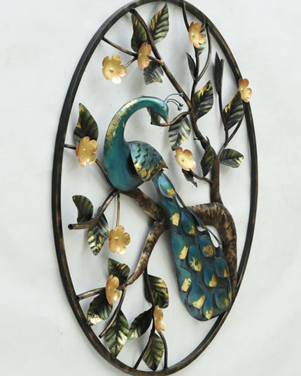 HANSART Special Peacock In Circular Ring Metal Wall Art with LED, Nature Wall Decor (36 x 36 Inches)