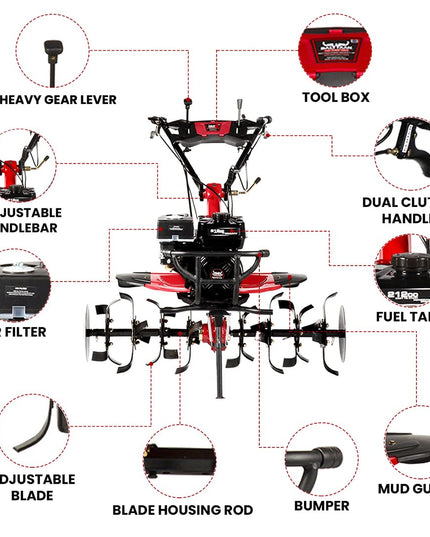 BALWAAN Krishi BP-750E Power Weeder | 212cc 4-Stroke Engine | Electric-Start with Shocker, Triple Adjustable | 40-inch Working Width | Get Free 650 ML Engine Oil & 1.8 L Gear Oil | Latest Model