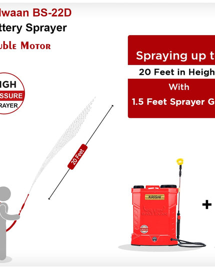 BALWAAN Krishi BS-21 Battery and Manual 2 in 1 Knapsack Sprayer 12 Volts x 8 Ampere | 18 litres Tank Capacity | High Pressure Sprayer | Suitable for Spraying