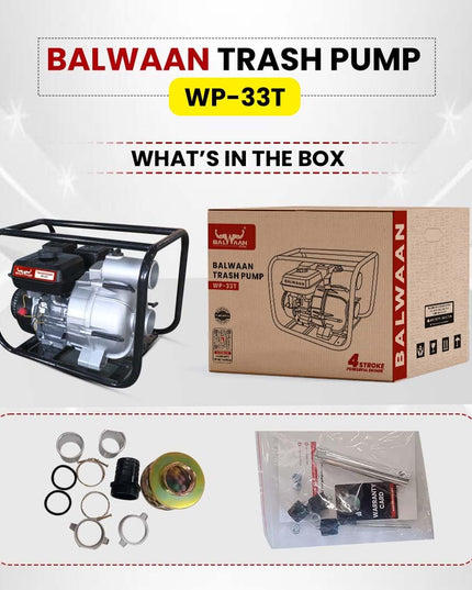 Balwaan Krishi WP-22R Water Pump 2 Inch Outlet | 7 HP Powerful Petrol Engine 4 Stroke | For Irrigation, Water Supply, Sewage Movement and Draining Agriculture Farming | Get 1-litre Engine Oil