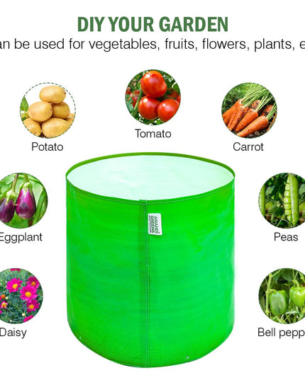Anandi Green's Premium HDPE Uv Protected 260 GSM Round Shaped Green Colour Plants Grow Bags Suitable for Terrace and Vegetable Gardening 12x12 Inch Pack of 5 Grow Bags