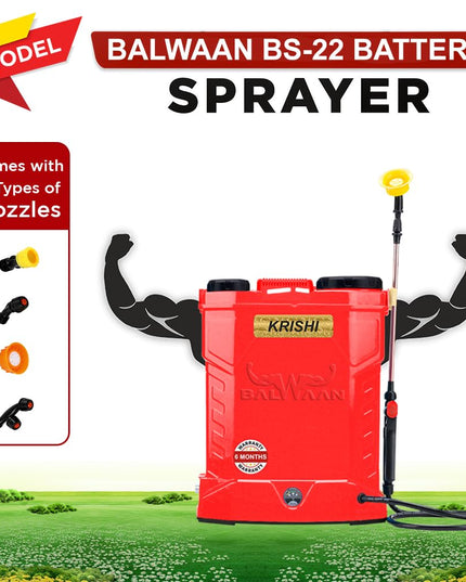 BALWAAN Krishi BS-21 Battery and Manual 2 in 1 Knapsack Sprayer 12 Volts x 8 Ampere | 18 litres Tank Capacity | High Pressure Sprayer | Suitable for Spraying