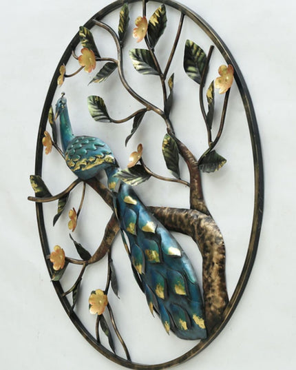 HANSART Special Peacock In Circular Ring Metal Wall Art with LED, Nature Wall Decor (36 x 36 Inches)