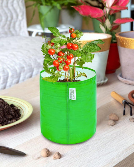 Anandi Green's Premium HDPE Uv Protected 260 GSM Round Shaped Green Colour Plants Grow Bags Suitable for Terrace and Vegetable Gardening 12x12 Inch Pack of 5 Grow Bags