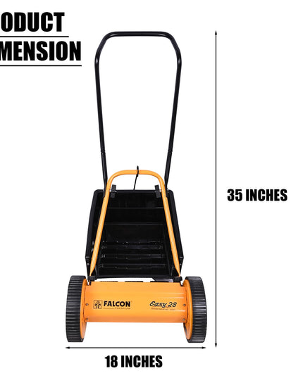 FALCON ‎EASY-28 11" Manual Cylindrical Lawn Mower 300mm Grass Cutting Machine with 20L Catcher Box for Maintaining Garden Yard Farm Upto 150 Square Meters