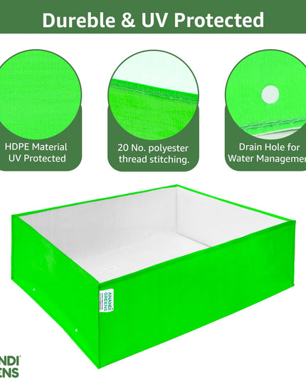Anandi Green's Premium HDPE UV Protected 260 GSM Square Shaped Green Colour Plants Grow Bags Suitable for Terrace and Vegetable Gardening (Pack of 5, 24X12X9 INCH)