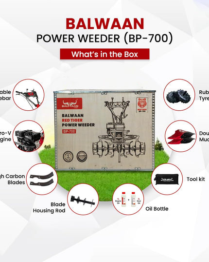 BALWAAN Krishi BP-750E Power Weeder | 212cc 4-Stroke Engine | Electric-Start with Shocker, Triple Adjustable | 40-inch Working Width | Get Free 650 ML Engine Oil & 1.8 L Gear Oil | Latest Model