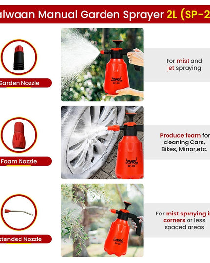 BALWAAN Krishi SP-20 3 in 1 Manual Sprayer with 2 Litre Tank Capacity | Used for Agriculture, Foam Sprayer, Car and bike wash, Pesticides, Gardening, Glass Cleaning & Disinfection | Get 3 Nozzles Free
