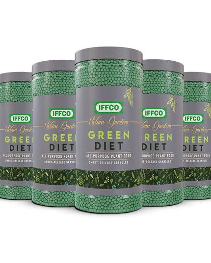 IFFCO Urban Gardens - Green Diet - 1 Kg - Organic Plant Food For Potted Indoor & Outdoor plants, Balanced Macro & Micro Nutrients, Slow-Release Granules