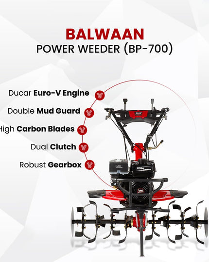 BALWAAN Krishi BP-750E Power Weeder | 212cc 4-Stroke Engine | Electric-Start with Shocker, Triple Adjustable | 40-inch Working Width | Get Free 650 ML Engine Oil & 1.8 L Gear Oil | Latest Model