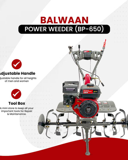 BALWAAN Krishi BP-750E Power Weeder | 212cc 4-Stroke Engine | Electric-Start with Shocker, Triple Adjustable | 40-inch Working Width | Get Free 650 ML Engine Oil & 1.8 L Gear Oil | Latest Model