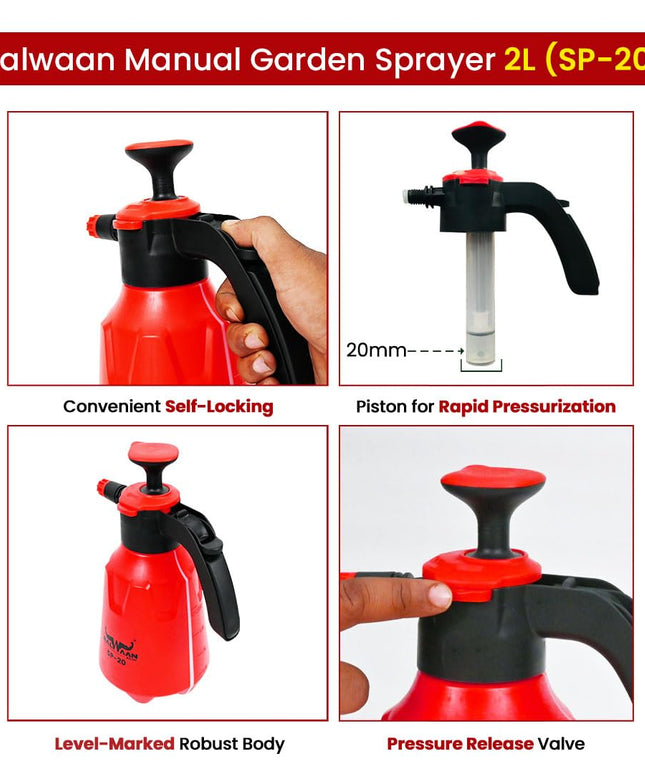 BALWAAN Krishi SP-20 3 in 1 Manual Sprayer with 2 Litre Tank Capacity | Used for Agriculture, Foam Sprayer, Car and bike wash, Pesticides, Gardening, Glass Cleaning & Disinfection | Get 3 Nozzles Free