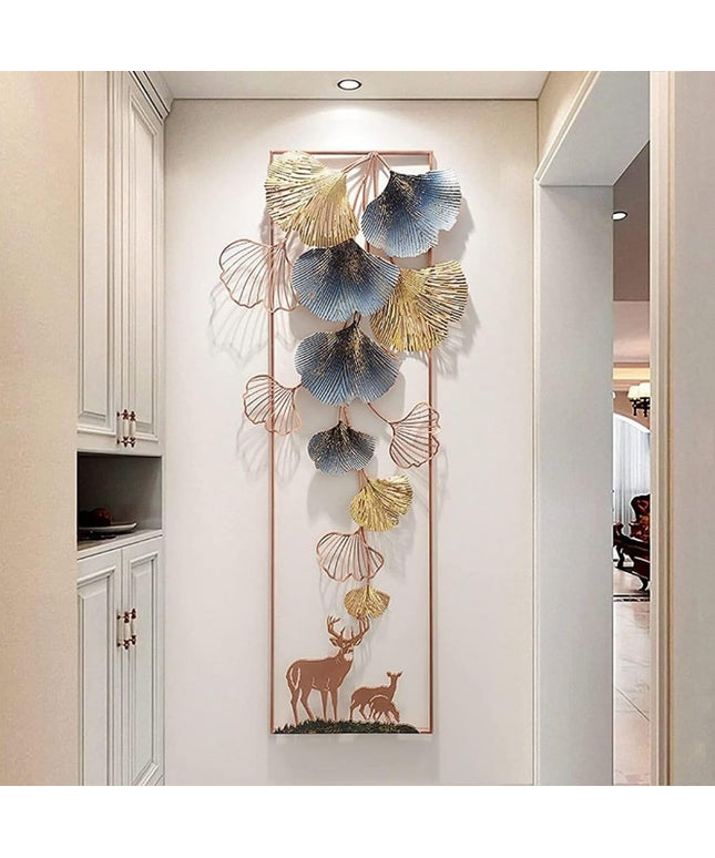 HANSART Vertical Petals In Frame Metal Wall Art for Living Room, bedroom, hall (22 x 52 Inches)