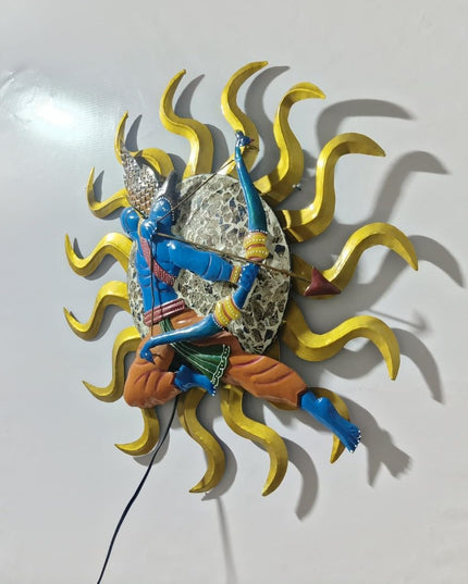 HANSART Shri Ram With Bow And Arrow Sun Metal Wall Art For Living Room, Hall, Bedroom, Guest Room (24 x 24 Inches)