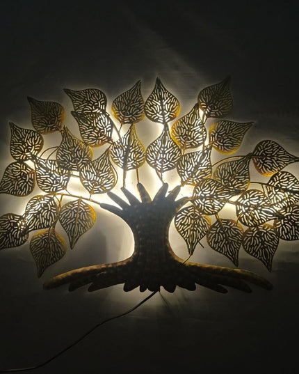HANSART Lighted Metal Wall Tree Art, Wall Decor Tree with Lights for Living Room, Bedroom and More (36 x 24 Inches)