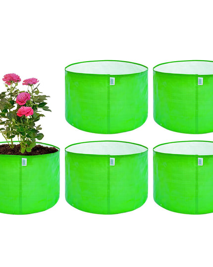 Anandi Green's Premium HDPE Uv Protected 260 GSM Round Shaped Green Colour Plants Grow Bags Suitable for Terrace and Vegetable Gardening 12x12 Inch Pack of 5 Grow Bags