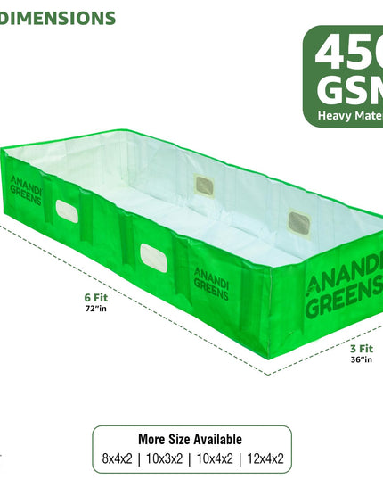 Anandi Green's 6X3X2 Feet 450 GSM Green Color HDPE UV Stabilize Imported Vergin Fabric Agro Vermi Compost Making Bed Compost Bed