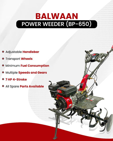 BALWAAN Krishi BP-750E Power Weeder | 212cc 4-Stroke Engine | Electric-Start with Shocker, Triple Adjustable | 40-inch Working Width | Get Free 650 ML Engine Oil & 1.8 L Gear Oil | Latest Model