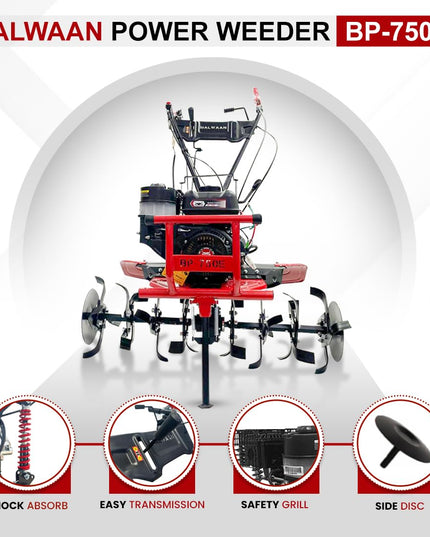 BALWAAN Krishi BP-750E Power Weeder | 212cc 4-Stroke Engine | Electric-Start with Shocker, Triple Adjustable | 40-inch Working Width | Get Free 650 ML Engine Oil & 1.8 L Gear Oil | Latest Model