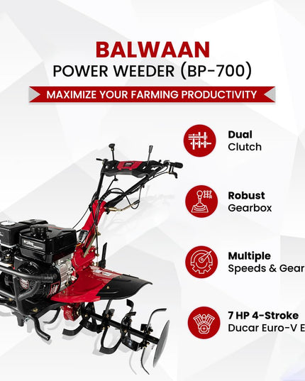 BALWAAN Krishi BP-750E Power Weeder | 212cc 4-Stroke Engine | Electric-Start with Shocker, Triple Adjustable | 40-inch Working Width | Get Free 650 ML Engine Oil & 1.8 L Gear Oil | Latest Model