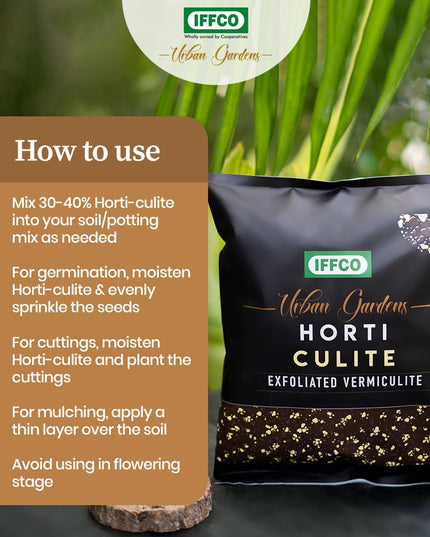 IFFCO Urban Gardens - HortiCulite - 450gm - Exfoliated Vermiculite for Plants, Hydroponics - Organic Lightweight Amendment to Soil/Potting Mix, to Improve Aeration & Water Retention