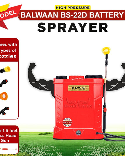 BALWAAN Krishi BS-21 Battery and Manual 2 in 1 Knapsack Sprayer 12 Volts x 8 Ampere | 18 litres Tank Capacity | High Pressure Sprayer | Suitable for Spraying