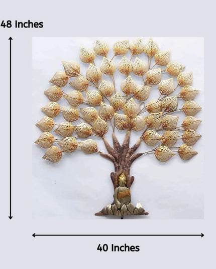 HANSART Special Buddha Tree Metal Wall Art with Led Light, Wall Decor for Living Room, Hall, Bedroom (40 x 48 Inches)