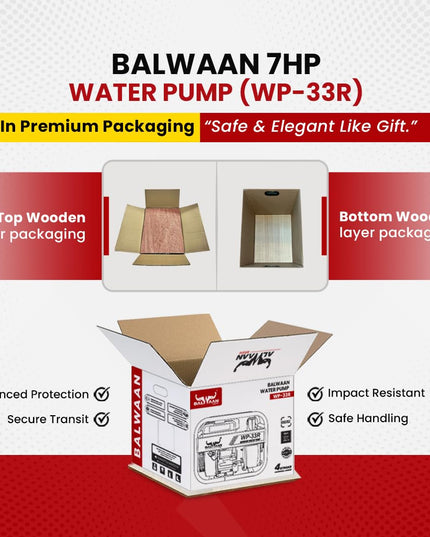 Balwaan Krishi WP-22R Water Pump 2 Inch Outlet | 7 HP Powerful Petrol Engine 4 Stroke | For Irrigation, Water Supply, Sewage Movement and Draining Agriculture Farming | Get 1-litre Engine Oil
