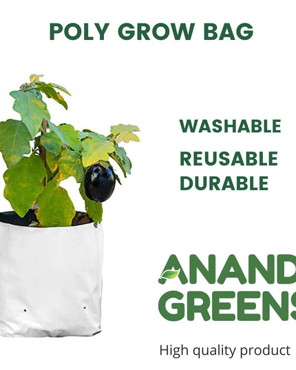 Anandi Green's White Color UV Protected Double Layer Poly Plastic Grow Bag for Home Garden Terrace Gardening Kitchen Gardening (Pack of 6 28x28x50 CM)