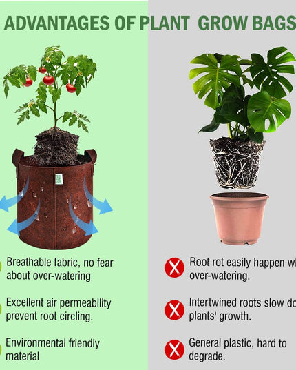 Anandi Green's 400 GSM Eco Friendly Geo Fabric Plant Grow Bag Suitable for Terrace and Flowers Vegetable Gardening 6x6 inch Maroon Color Pack of 10