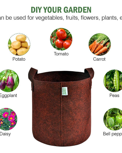 Anandi Green's 400 GSM Eco Friendly Geo Fabric Plant Grow Bag Suitable for Terrace and Flowers Vegetable Gardening 6x6 inch Maroon Color Pack of 10