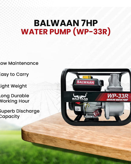 Balwaan Krishi WP-22R Water Pump 2 Inch Outlet | 7 HP Powerful Petrol Engine 4 Stroke | For Irrigation, Water Supply, Sewage Movement and Draining Agriculture Farming | Get 1-litre Engine Oil