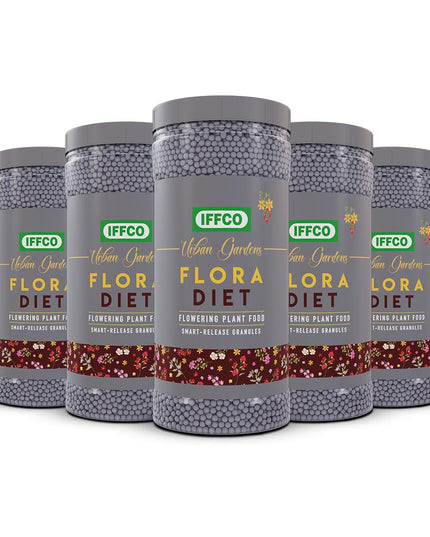 IFFCO Urban Gardens - Flora Diet - 1 Kg - Plant Food For Flower Boost in Plants - Balanced Macro Micro Nutrients & Growth Hormones for Rose, Jasmine etc - Slow Release Granules