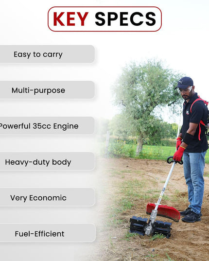 BALWAAN Krishi BX-35B Crop Cutter 35 cc 4 Stroke Backpack Brush Cutter Machine Petrol Operated with Heavy Duty 40 Teeth, 3T and Tap & go Blades and 500ml Engine Oil for Agriculture & Gardening