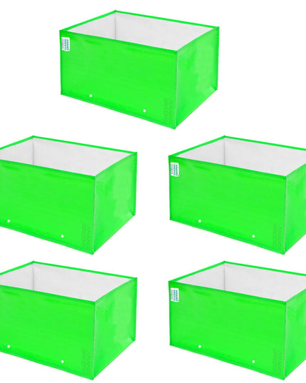 Anandi Green's Premium HDPE UV Protected 260 GSM Square Shaped Green Colour Plants Grow Bags Suitable for Terrace and Vegetable Gardening (Pack of 5, 24X12X9 INCH)