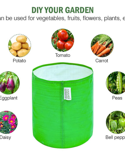 Anandi Green's Premium HDPE Uv Protected 260 GSM Round Shaped Green Colour Plants Grow Bags Suitable for Terrace and Vegetable Gardening 12x12 Inch Pack of 5 Grow Bags